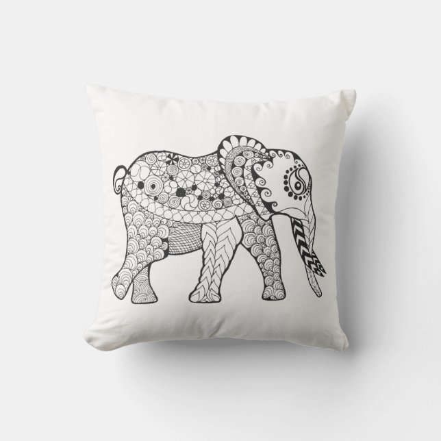 Elephant Doodle Kussen (Voorkant)