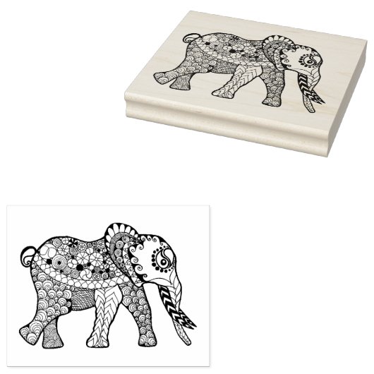 Elephant Doodle Rubberstempel (Gestempeld)