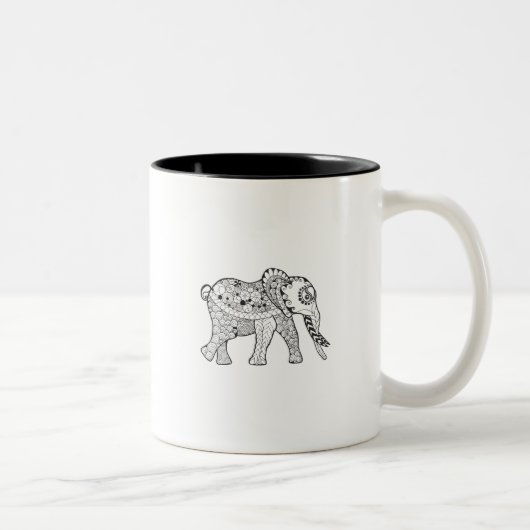 Elephant Doodle Tweekleurige Koffiemok (Rechts)