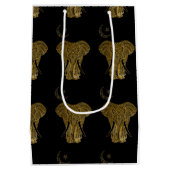 Eléphant d'or sur sac cadeau arrière - plan noir (Dos)