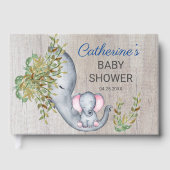 Eléphant doux Baby shower floral rustique (Recto)