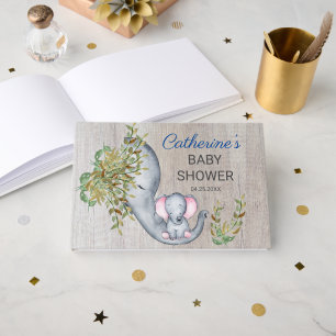 Eléphant doux Baby shower floral rustique