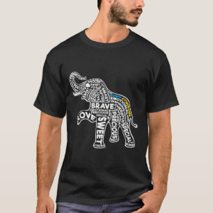 Elephant Down Syndroom Dag Sensibilisatie Motivati T-shirt