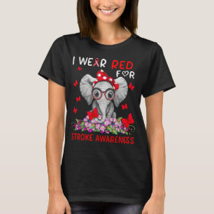 Elephant Draag ik rood voor strookbewustzijn T-shirt