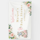 Elephant drive by Baby shower roze rozen Spandoek (Verticaal)