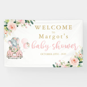 Elephant drive by Baby shower roze rozen Spandoek