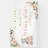 Elephant drive by Baby shower roze rozen Spandoek (Verticaal)