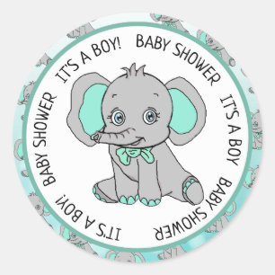 Elephant, een jongen, Baby shower Ronde Sticker