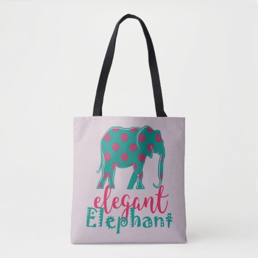 Elephant Elegant Bloemen Grappig Ladylike Silhouet Tote Bag (Voorkant)