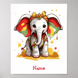 Elephant Elephant - Aangepaste naam Cute Baby Poster