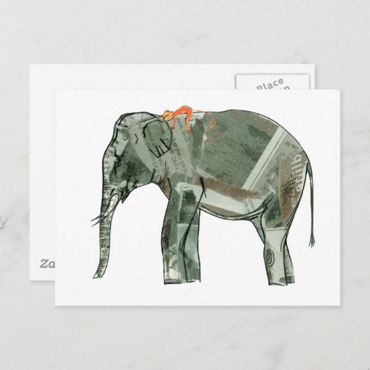 Elephant en aap briefkaart (Voorkant / Achterkant)