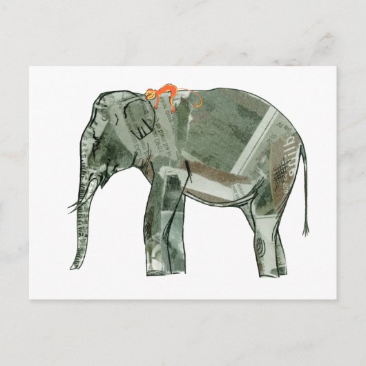 Elephant en aap briefkaart (Voorkant)