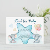 Elephant en Blue Star boeken vragen om Baby shower Kaart (Staand voorkant)