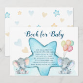 Elephant en Blue Star boeken vragen om Baby shower Kaart (Voorkant / Achterkant)