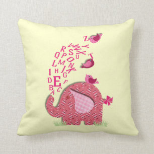 Elephant en Chicken Alphabet Print Kussen