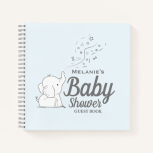 Elephant en Confetti Blue Baby shower Guest Notitieboek