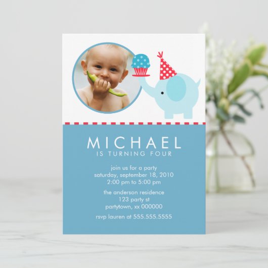 Elephant en Cupcake Custom Photo Kaart (Staand voorkant)