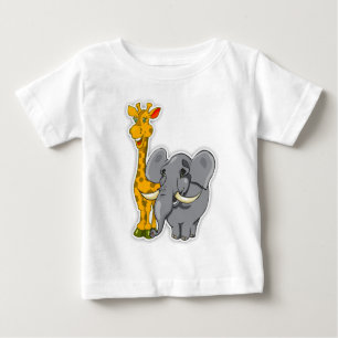 Elephant en Giraffe Baby T Shirt past kaarten aan