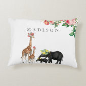 Elephant en Giraffe Floral - Aangepaste Baby Accent Kussen (Achterkant)