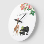 Elephant en Giraffe Floral - Aangepaste Baby  Grote Klok (Hoek)
