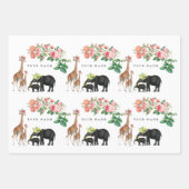 Elephant en Giraffe Floral - Aangepaste naam Inpakpapier Vel (Voorkant)