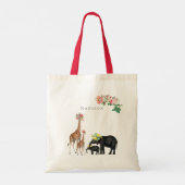 Elephant en Giraffe Floral - Aangepaste naam Tote Bag (Achterkant)