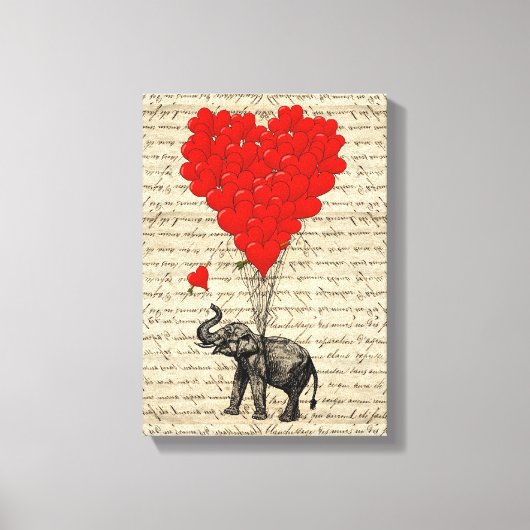 Elephant- en hartvormige ballonnen canvas afdruk (Voorkant)