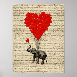 Elephant- en hartvormige ballonnen poster