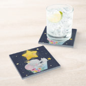 Elephant en Kitten Glazen Onderzetter (Schuin)