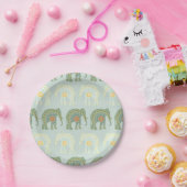 Elephant en Mandala in Light Green Papieren Bordje (Feest)