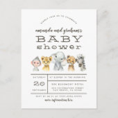 Elephant en Oerwoud Friends Rustisch Baby shower Uitnodiging Briefkaart (Voorkant)