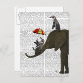 Elephant en Penguin Briefkaart (Voorkant / Achterkant)