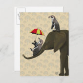 Elephant en pinguïns briefkaart (Voorkant / Achterkant)