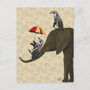 Elephant en pinguïns briefkaart