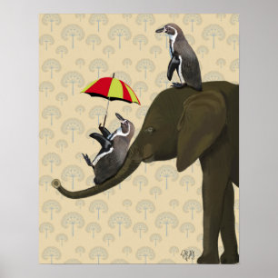 Elephant en pinguïns poster