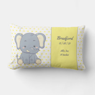 Elephant en Polka dots, Geel en Grijs Baby S Kussen
