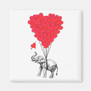 Elephant- en rode hartballonnen magneet
