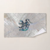 Éléphant encadré par argent sur l'ormeau et la (Serviette à main)