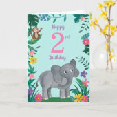 Elephant Et amis 2e carte d'anniversaire (Fleur jaune)