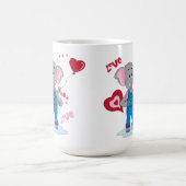 Eléphant et coeurs doux en caricature 15 onces Mug (Centre)