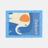 Éléphant et couverture bleue d'ouatine d'oiseaux (Devant (Horizontal))