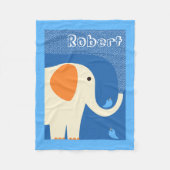 Éléphant et couverture bleue d'ouatine d'oiseaux (Devant)