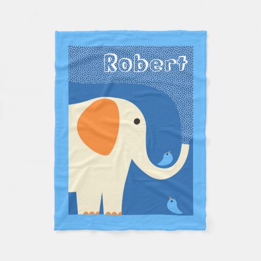 Éléphant et couverture bleue d'ouatine d'oiseaux (Devant)