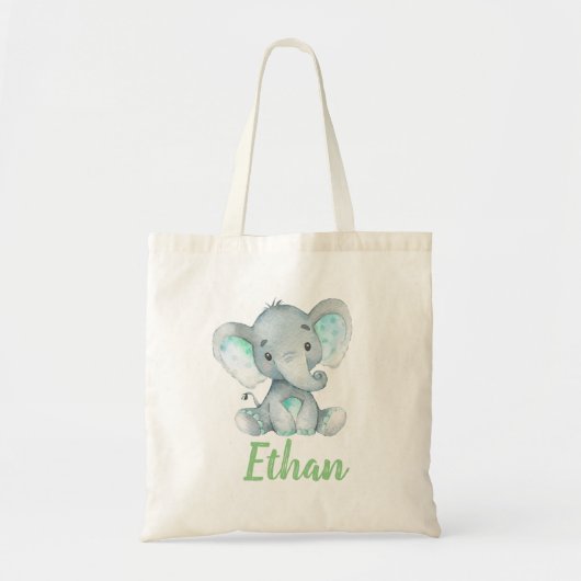 Elephant et nom Sac fourre-tout d'impression (Devant)
