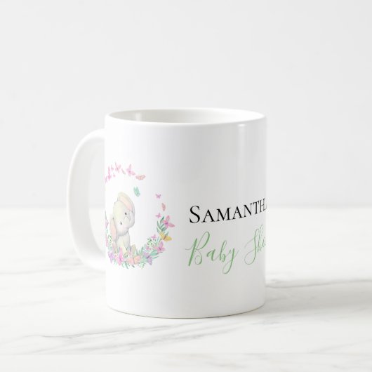 éléphant et papillons Café Mug (Devant gauche)