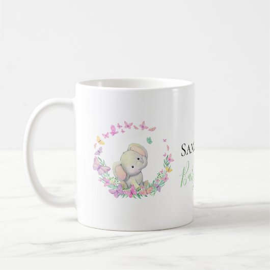 éléphant et papillons Café Mug (Gauche)