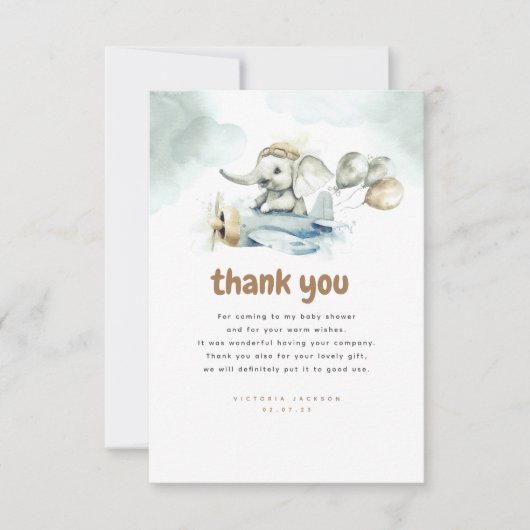 Elephant et plan Vintage mignon Merci (Devant)