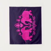 Elephant Ethnic Print Pink Blue Wandkleed (Voorkant)