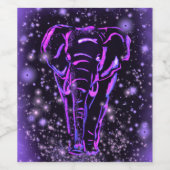 Eléphant Étiquette Rose Violet Marchant À La Nuit  (Étiquettes simples)