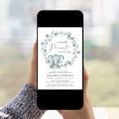 Elephant Eucalyptus Baby Boy Shower Kaart